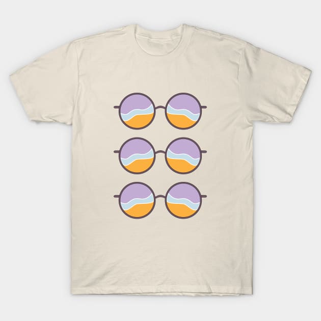 Wavy Sunglasses Triple T-Shirt by Julia Newman Studio